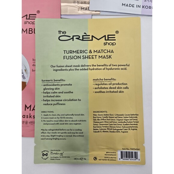 The Creme Shop Fusion Sheet Mask Set Of 6 Watermelon, Tumeric, Rose Gold Coconut - Picture 2 of 9